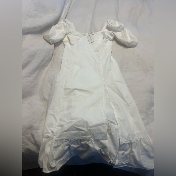 NWT:: Puff Sleeve Split Hem Midi Dress - Picture 6 of 11